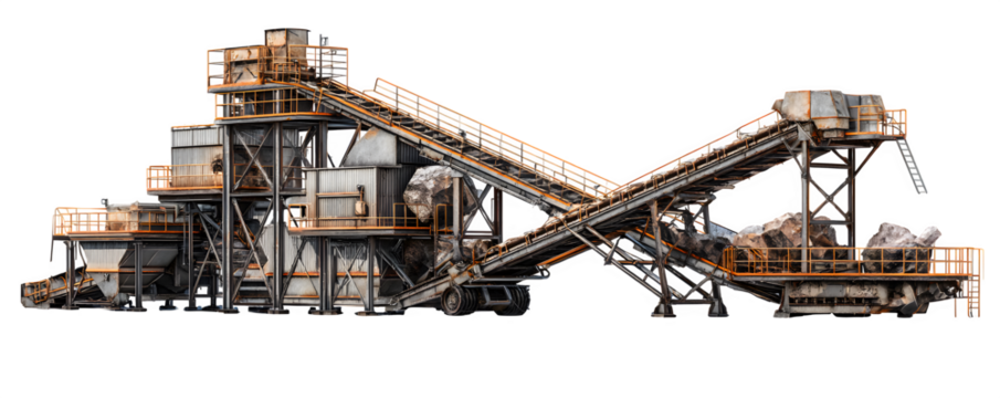 Realistic Detailed Studio-Lit rock crusher with conveyor sy digital artwork, commercial stock asset, ideal for marketing materials and graphic design, HD asset, professional graphics