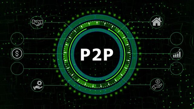 P2 P Technology Animation Futuristic Interface Digital Communication Network Data Transfer
