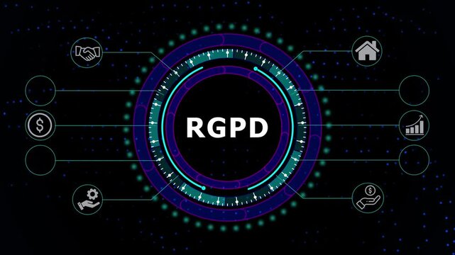Futuristic R G P D Data Protection Visualization Animated Digital Interface Concept Illustrating
