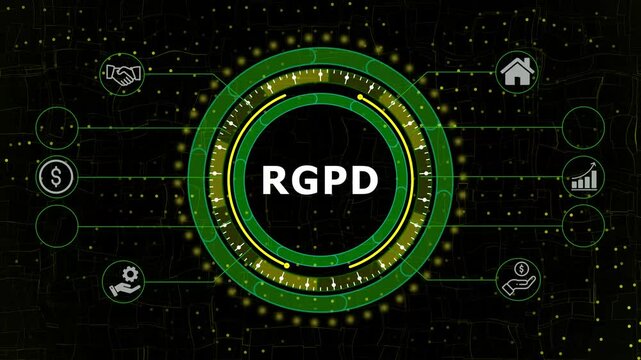 R G P D Data Protection Concept Animated H U D Interface Futuristic Digital Technology