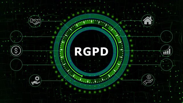 R G P D Data Protection Concept Futuristic Digital Interface Animated Circle Graphic Illustrating