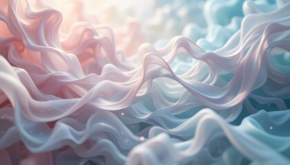 Obraz premium Soft pastel swirls of fabric or smoke flowing in gentle waves