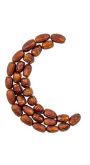 Obraz premium Isolated Crescent Moon Made of Dates on Transparent Background