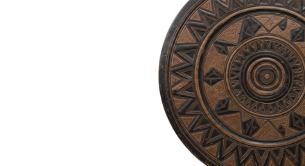 Isolated Bronze Round Shield Metal Ancient Protection Background
