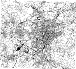 Naklejka premium vector sketch illustration silhouette design detail maps site plan layout city of turin 