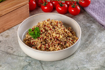 Boiled quinoa cereal in the bowl