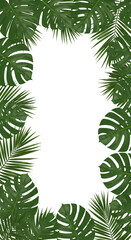 Illustration Tropical Green Leaves Foliage Frame Decoration with Space