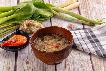 Asian soup with crab and prawn