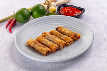 Stuffed Vietnamese Nem roll with meat