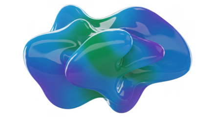 Iridescent Glossy Blob Shape Abstract 3D Render Transparent Background