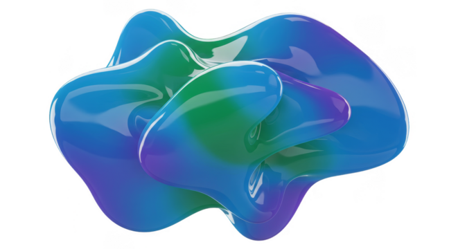 Iridescent Glossy Blob Shape Abstract 3D Render Transparent Background