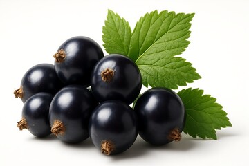 Fototapeta premium Luscious Blackcurrants: A Symphony of Dark Berries and Vivid Green