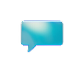Fototapeta premium Glossy speech bubble in translucent blue with rounded edges and subtle depth, 3D Illustration.