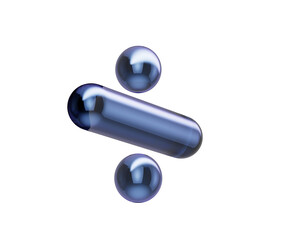 3D Glossy dark blue division symbol with sleek reflections and a metallic finish. 3d illustration