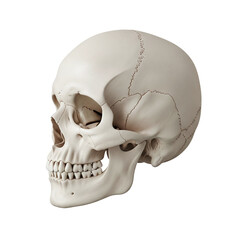 Anatomical human skull in profile view