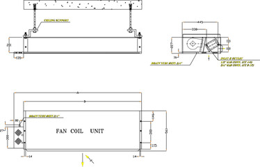 vector illustration of industrial equipment fan coil unit engineering details