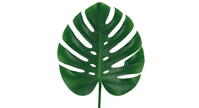 Isolated Green Monstera Leaf Detailed Tropical Plant on Transparency