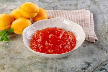 Sweet homemade juicy apricot jam