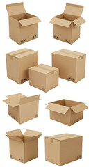 Fototapeta premium Isolated PNG of Stacked Brown Cardboard Boxes for Packaging Storage