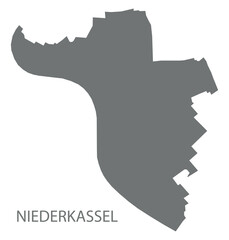 Niederkassel city map with boroughs grey illustration silhouette shape