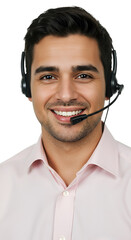 Isolated Portrait Of Smiling Technical Support Man with Headset