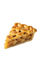 Isolated Slice of Apple Pie with Lattice Crust On Transparent Background