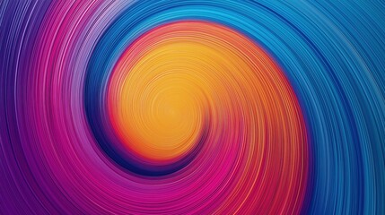 Obraz premium Colorful vortex swirl with dynamic gradient lines in purple, blue, orange, and pink creating vibrant abstract spiral pattern with energetic motion and depth