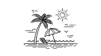 summer lines icon hand drawing vector illustration on white background.