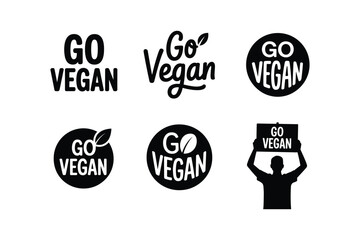 Fototapeta premium Go Vegan Text Graphics With Leaf and Person Holding Sign veganism plant based