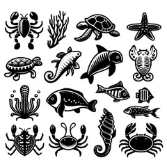 set of Sae animals vectors icons