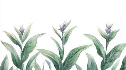 Fototapeta premium Ethereal Watercolor Artwork Featuring Lavender and Peach Blossoms with Delicate Foliage Design