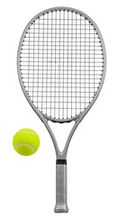 Isolated Tennis Racket and Ball Sport Equipment on Transparent Background