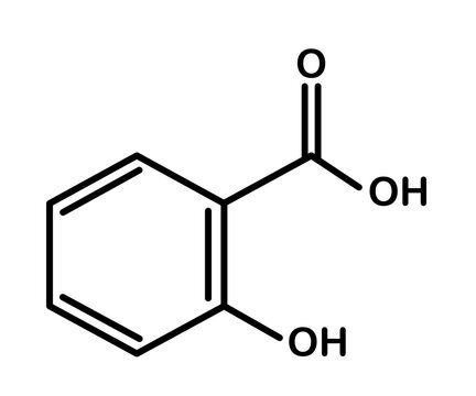 Chemical structure of salicylic acid or beta-hydroxy acid.