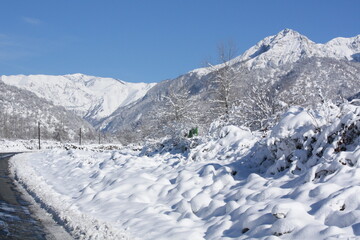 snow covered mountains