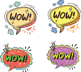 Comic speech bubble with expression text WOW!. Vector 