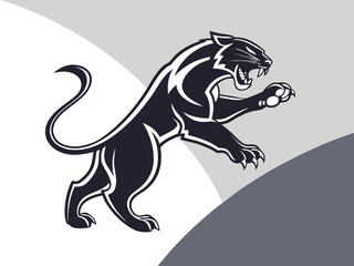 Obraz premium Powerful Black Panther Silhouette with Tribal Design