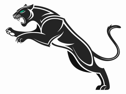 Powerful Black Panther Silhouette with Tribal Design