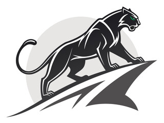 Powerful Black Panther Silhouette with Tribal Design