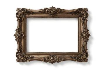 Ornate Gold Picture Frame. An antique ornate gold leafed picture frame isolated on a white background