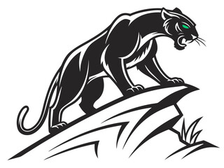 Obraz premium Powerful Black Panther Silhouette with Tribal Design