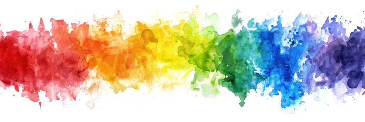 splash of rainbow colored watercolor gradient isolated on white or transparent png