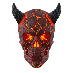 Demon skull with lava texture and glowing eyes