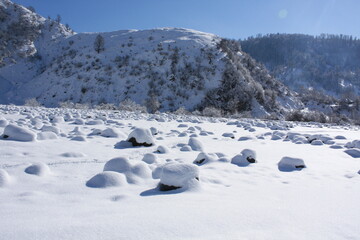 snow covered mountains