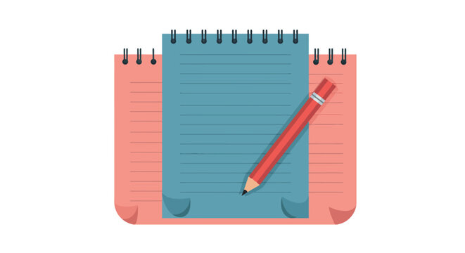 Notebook with Pencil Illustration, Writing Concept