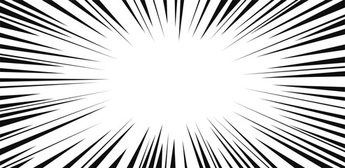 Speed lines on white background. Anime comic fast speed lines. Flash explosion radial lines abstract comic book. Vector illustration.