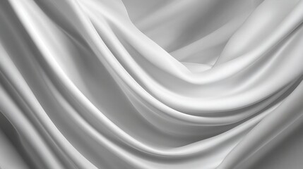 Fototapeta premium Silky smooth fabric folds in light gray tones create soft and elegant texture with gentle curves and flowing lines, highlighting delicate and luxurious quality of material