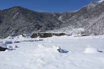 snow covered mountains