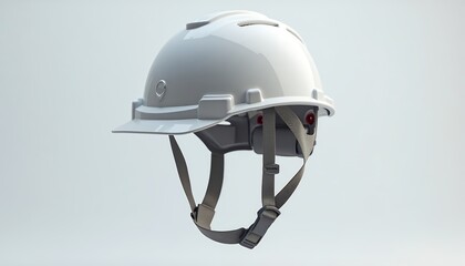 Fototapeta premium White Safety Helmet with Adjustable Chin Strap
