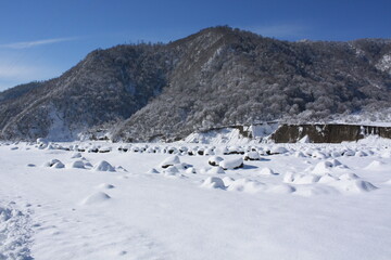 snow covered mountains
