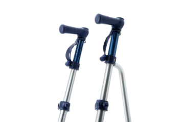 Close-up of a walker's adjustable handles.